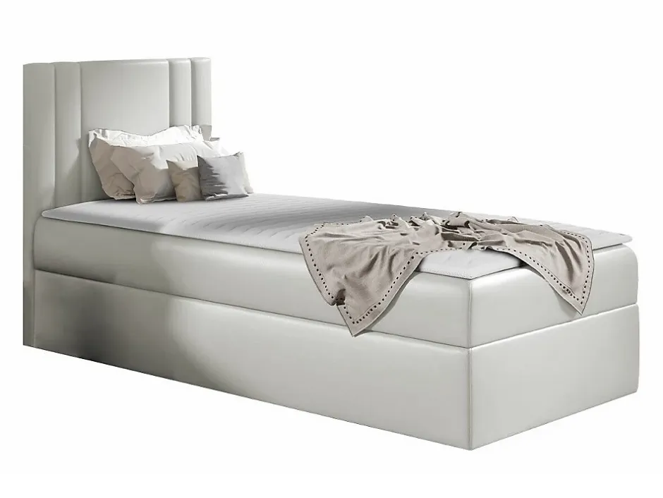 Mobilier1 Lit continental Baltimore 179, Unique, Brun clair, Faux cuir New