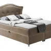 Mobilier1 Lit continental Baltimore 135, Unique, Brun clair, Tissu, Disponible