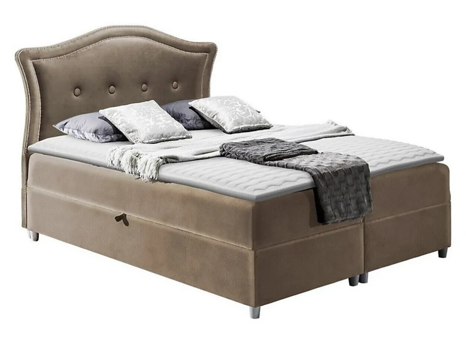 Mobilier1 Lit continental Baltimore 135, Unique, Brun clair, Tissu, Disponible