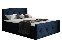 Mobilier1 Lit continental Baltimore 150, Double, Bleu, Tissu, Disponible