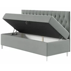 Mobilier1 Lit continental Baltimore 166, Unique, Vert, Faux cuir, Disponible Discount