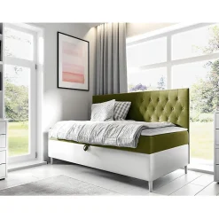 Mobilier1 Lit continental Baltimore 166, Unique, Vert, Faux cuir, Disponible Discount