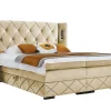 Mobilier1 Lit continental Baltimore 187, Double, Brun clair, Tissu, Disponible