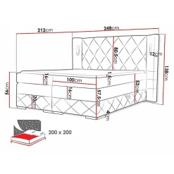 Mobilier1 Lit continental Baltimore 187, Double, Brun clair, Tissu, Disponible