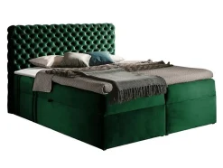 Mobilier1 Lit continental Baltimore 148, Double, Vert, Tissu, Disponible Clearance