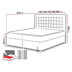 Mobilier1 Lit continental Baltimore 115, Double, Rose, Tissu, Disponible Hot