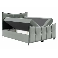 Mobilier1 Lit continental Baltimore 177, Double, Marron, Tissu, Disponible Discount