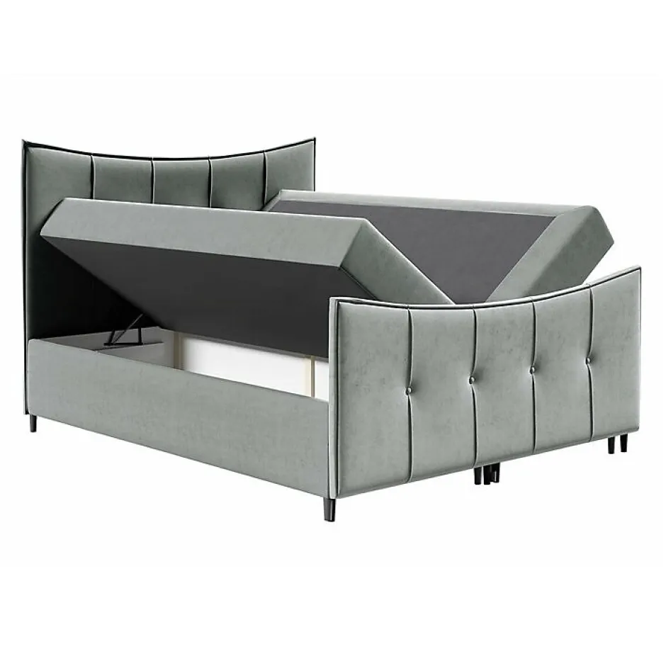 Mobilier1 Lit continental Baltimore 177, Double, Marron, Tissu, Disponible Discount