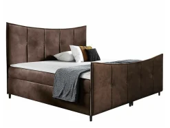 Mobilier1 Lit continental Baltimore 177, Double, Marron, Tissu, Disponible Discount
