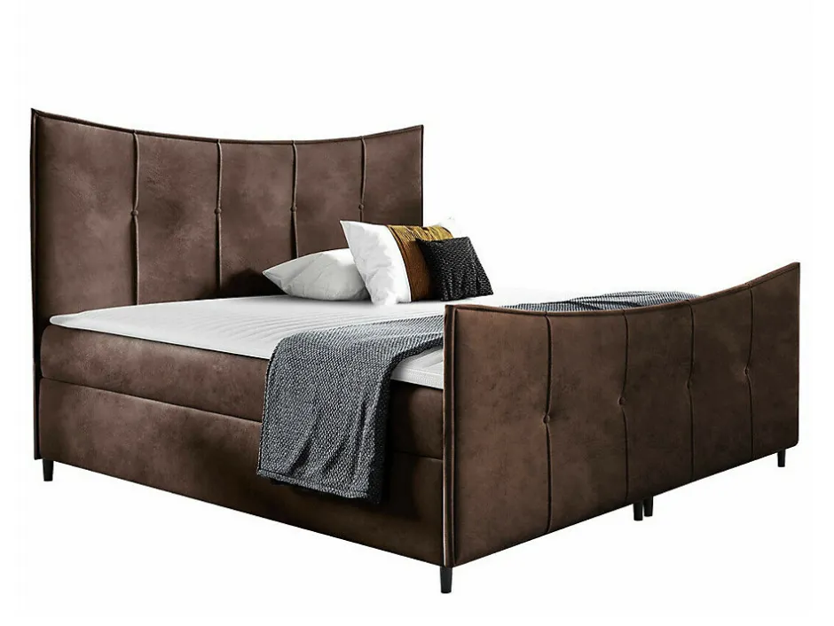 Mobilier1 Lit continental Baltimore 177, Double, Marron, Tissu, Disponible Discount