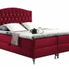 Mobilier1 Lit continental Baltimore 142, Double, Rouge, Tissu, Disponible Sale