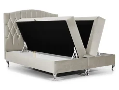 Mobilier1 Lit continental Baltimore 142, Double, Rouge, Tissu, Disponible Sale