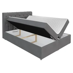 Mobilier1 Lit continental Baltimore 112, Double, Brun clair, Tissu, Disponible Online