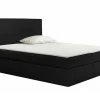Mobilier1 Lit continental Baltimore 163, Double, Noir, Tissu, Disponible