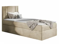 Mobilier1 Lit continental Baltimore 179, Unique, Brun clair, Tissu, Disponible