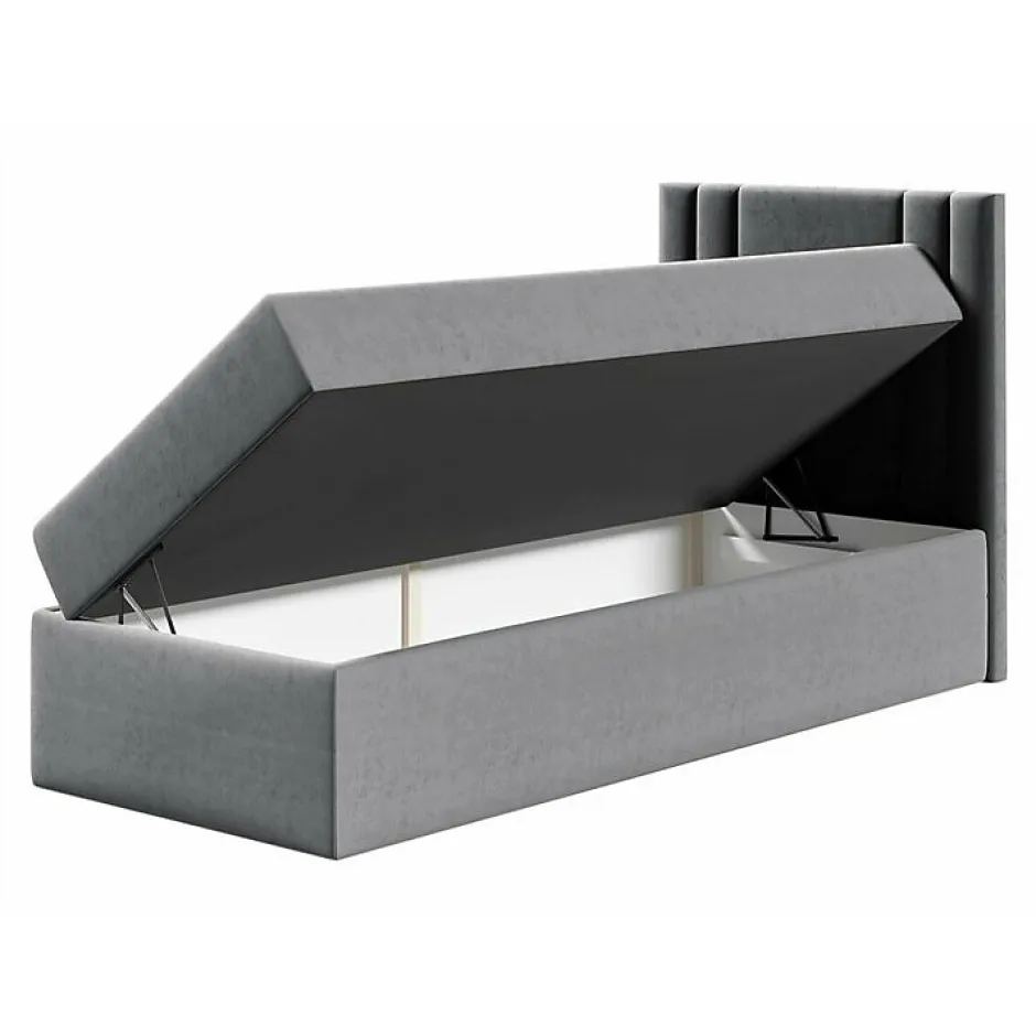 Mobilier1 Lit continental Baltimore 179, Unique, Brun clair, Tissu, Disponible