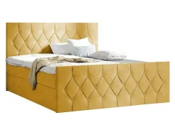Mobilier1 Lit continental Baltimore 161, Unique, Jaune, Tissu, Disponible