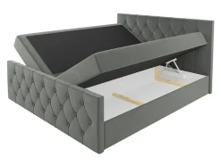 Mobilier1 Lit continental Baltimore 161, Unique, Jaune, Tissu, Disponible
