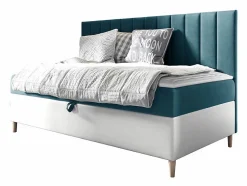 Mobilier1 Lit continental Baltimore 165, Unique, Turquoise, Faux cuir