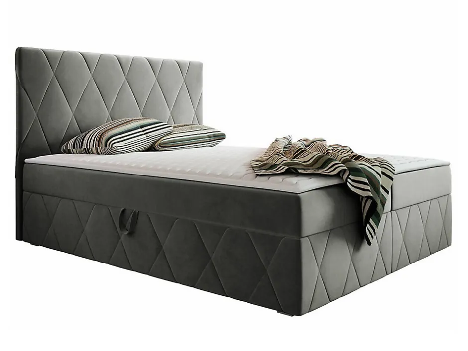 Mobilier1 Lit continental Comfivo 225, Double, Gris, Tissu, Disponible