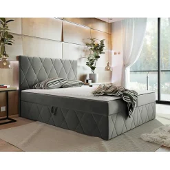 Mobilier1 Lit continental Comfivo 225, Double, Gris, Tissu, Disponible