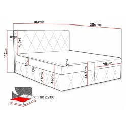 Mobilier1 Lit continental Comfivo 225, Double, Gris, Tissu, Disponible