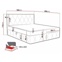 Mobilier1 Lit continental Comfivo 225, Double, Rouge, Tissu, Disponible