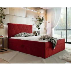 Mobilier1 Lit continental Comfivo 225, Double, Rouge, Tissu, Disponible