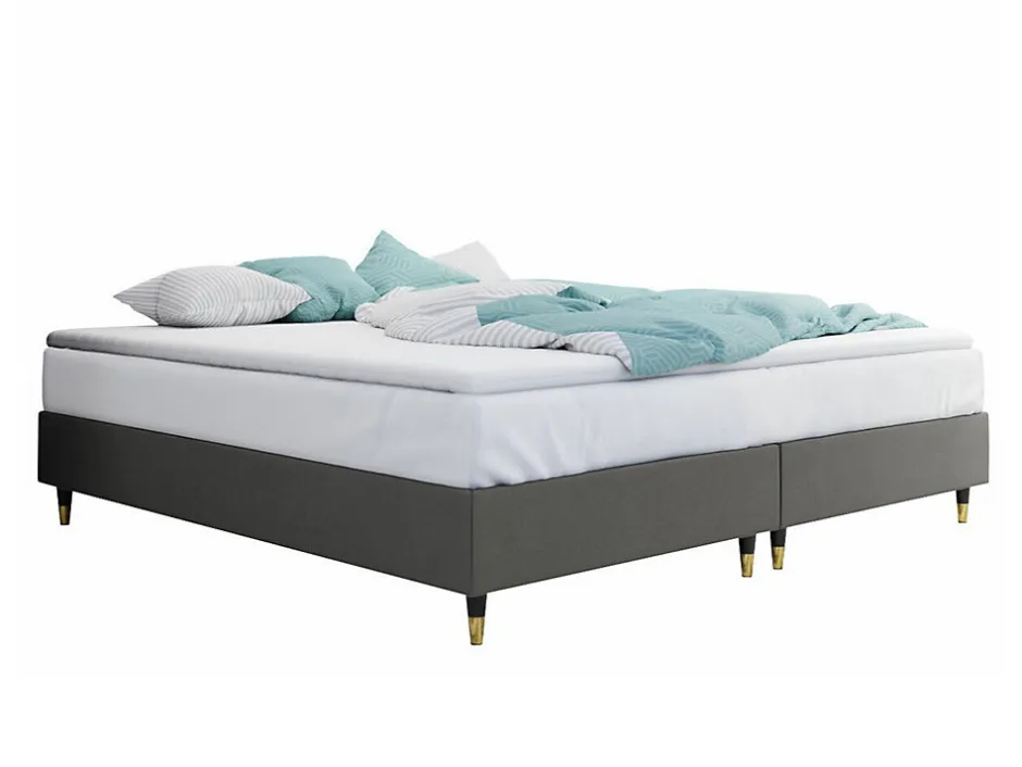 Mobilier1 Lit continental Logan 109, Double, Gris, Tissu, Disponible