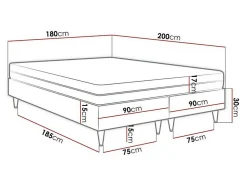 Mobilier1 Lit continental Logan 109, Double, Gris, Tissu, Disponible