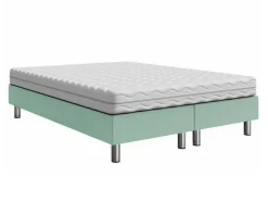 Mobilier1 Lit continental Logan 101, Double, Turquoise, Tissu, Disponible