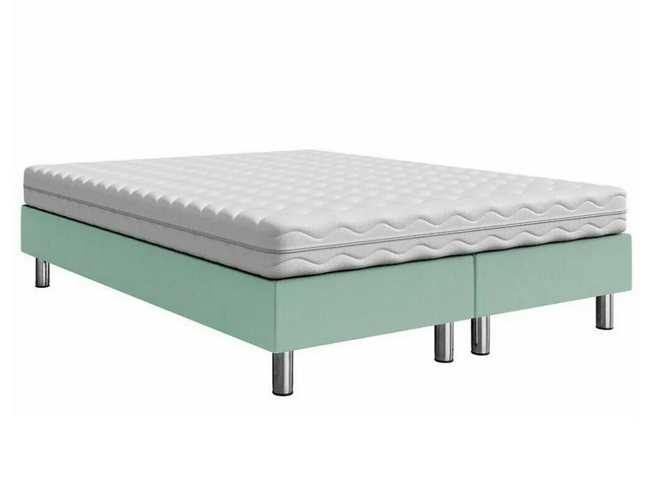 Mobilier1 Lit continental Logan 101, Double, Turquoise, Tissu, Disponible