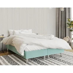 Mobilier1 Lit continental Logan 101, Double, Turquoise, Tissu, Disponible