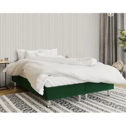 Mobilier1 Lit continental Logan 101, Double, Vert, Tissu, Disponible
