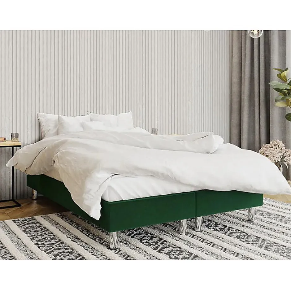 Mobilier1 Lit continental Logan 101, Double, Vert, Tissu, Disponible
