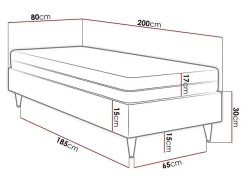 Mobilier1 Lit continental Logan 108, Unique, Gris, Tissu, Disponible Sale