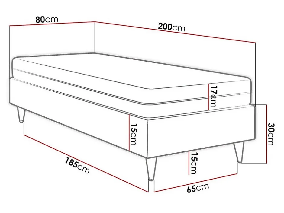 Mobilier1 Lit continental Logan 108, Unique, Gris, Tissu, Disponible Sale