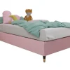 Mobilier1 Lit continental Logan 108, Unique, Rose, Tissu, Disponible
