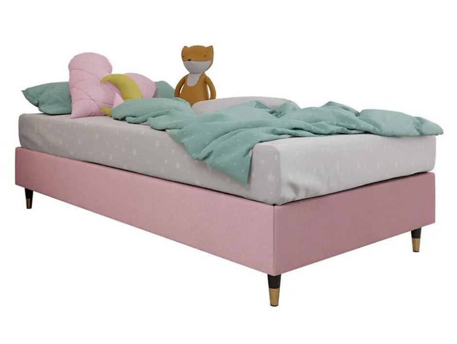 Mobilier1 Lit continental Logan 108, Unique, Rose, Tissu, Disponible
