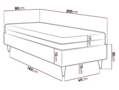 Mobilier1 Lit continental Logan 108, Unique, Rose, Tissu, Disponible