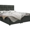 Mobilier1 Lit continental Memphis 103, Double, Gris, Tissu, Disponible