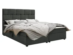 Mobilier1 Lit continental Memphis 103, Double, Gris, Tissu, Disponible