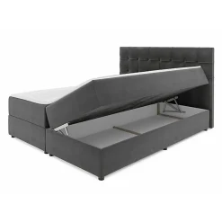 Mobilier1 Lit continental Memphis 103, Double, Gris, Tissu, Disponible