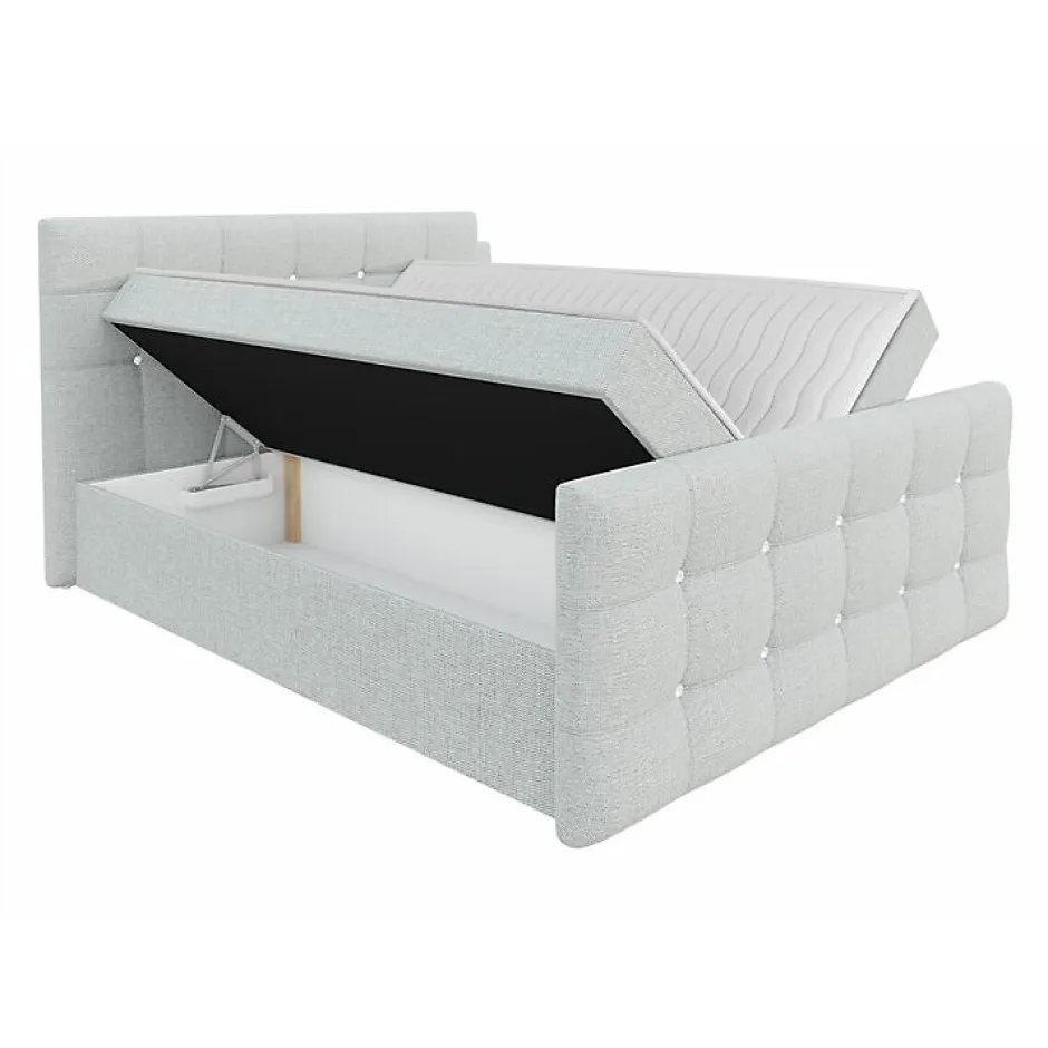 Mobilier1 Lit continental Memphis 113, Double, Rose, Tissu, Disponible Hot