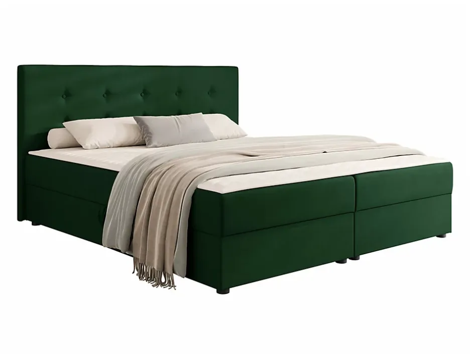 Mobilier1 Lit continental Memphis 114, Double, Vert, Tissu, Disponible Best