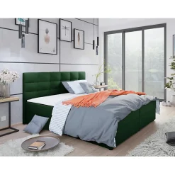 Mobilier1 Lit continental Memphis 114, Double, Vert, Tissu, Disponible Best