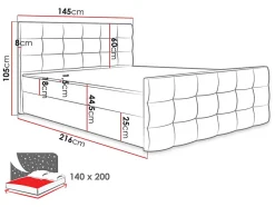 Mobilier1 Lit continental Memphis 118, Double, Gris, Tissu, Disponible Best