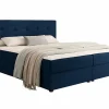 Mobilier1 Lit continental Memphis 114, Double, Bleu, Tissu, Disponible