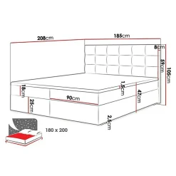 Mobilier1 Lit continental Memphis 115, Double, Vert, Tissu, Disponible