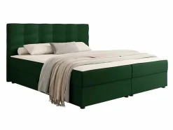 Mobilier1 Lit continental Memphis 115, Double, Vert, Tissu, Disponible